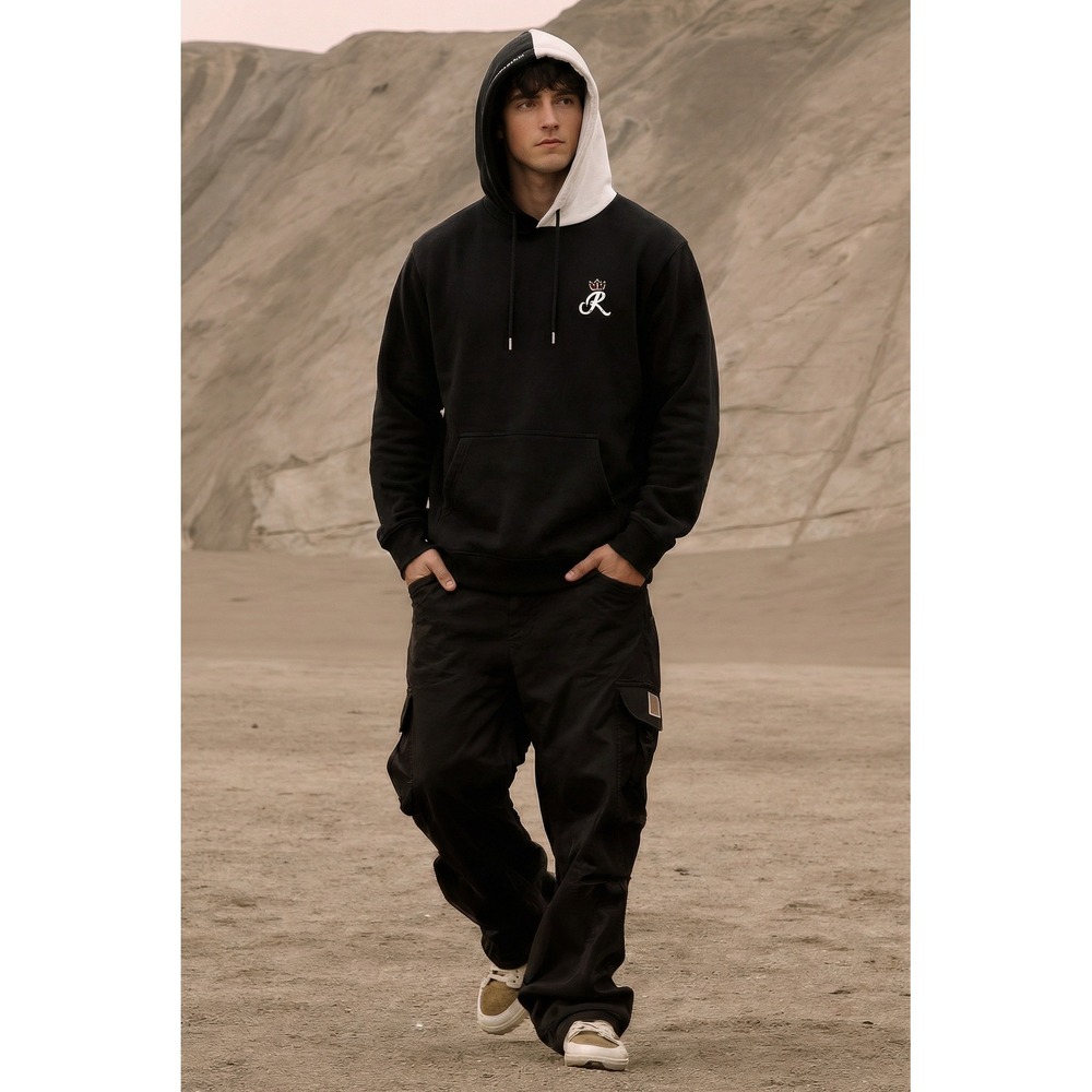 Ranboo The Beloved Duality Men's Hoodie M Black/White Split‎ Hood Embroidered R
